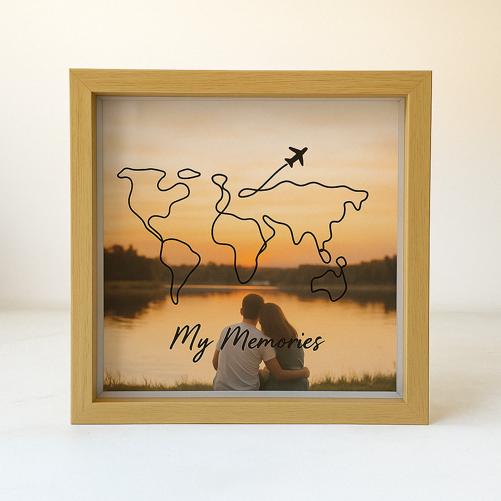 3D fotolijst van hout en glas