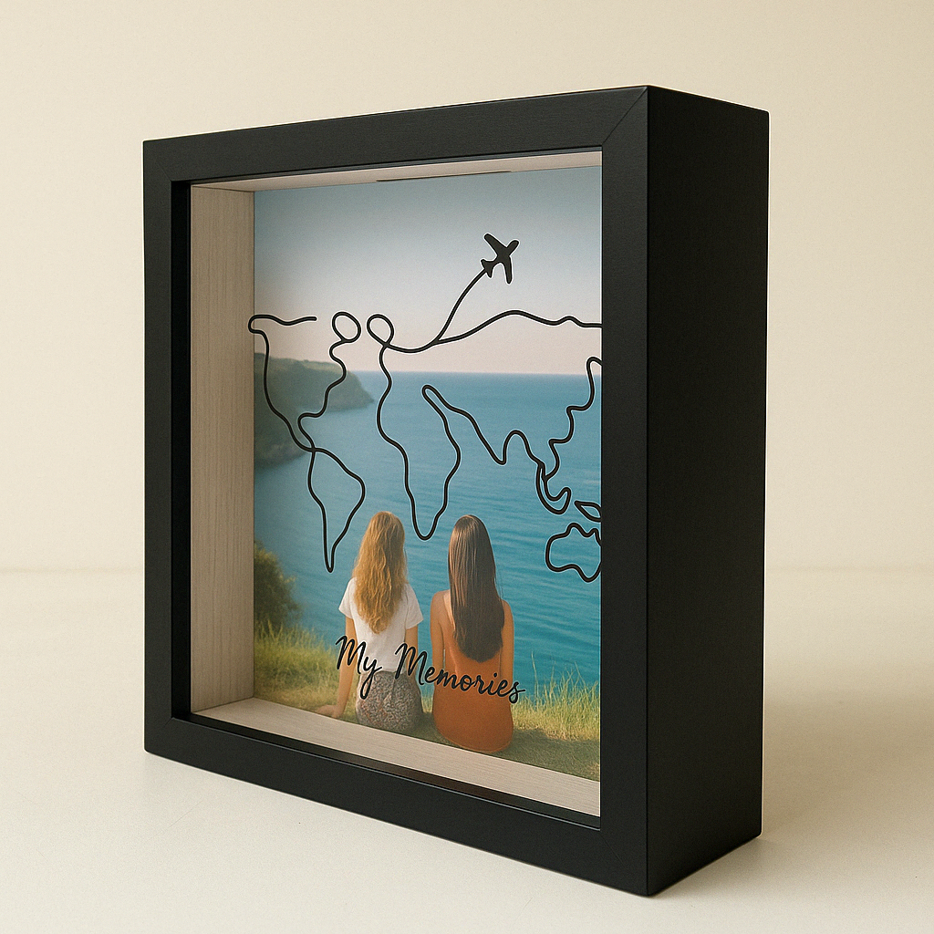3D fotolijst van hout en glas